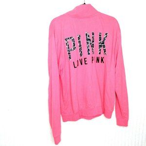 PINK Pink Leopard Print 1/4 Zip Long Sleeve Large